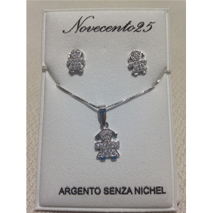 COMPLETO IN ARGENTO 925 NOVECENTO25 BEBE' COMPC318 E 152 Z3